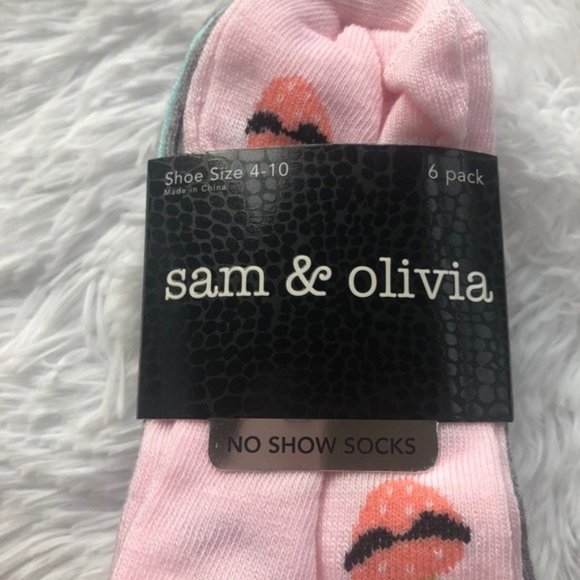 NWT STRAWBERRY GRAY TEAL AMD PINK  6 PACK NO SHOW SOCKS - Picture 6 of 9